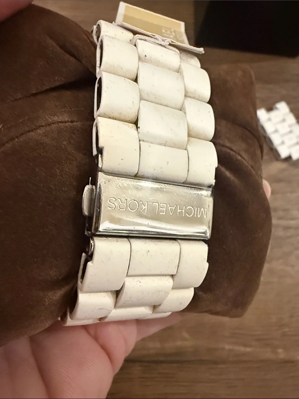 Michael Kors White Ceramic Men's Chronograph Watch with Silver Dial Working
